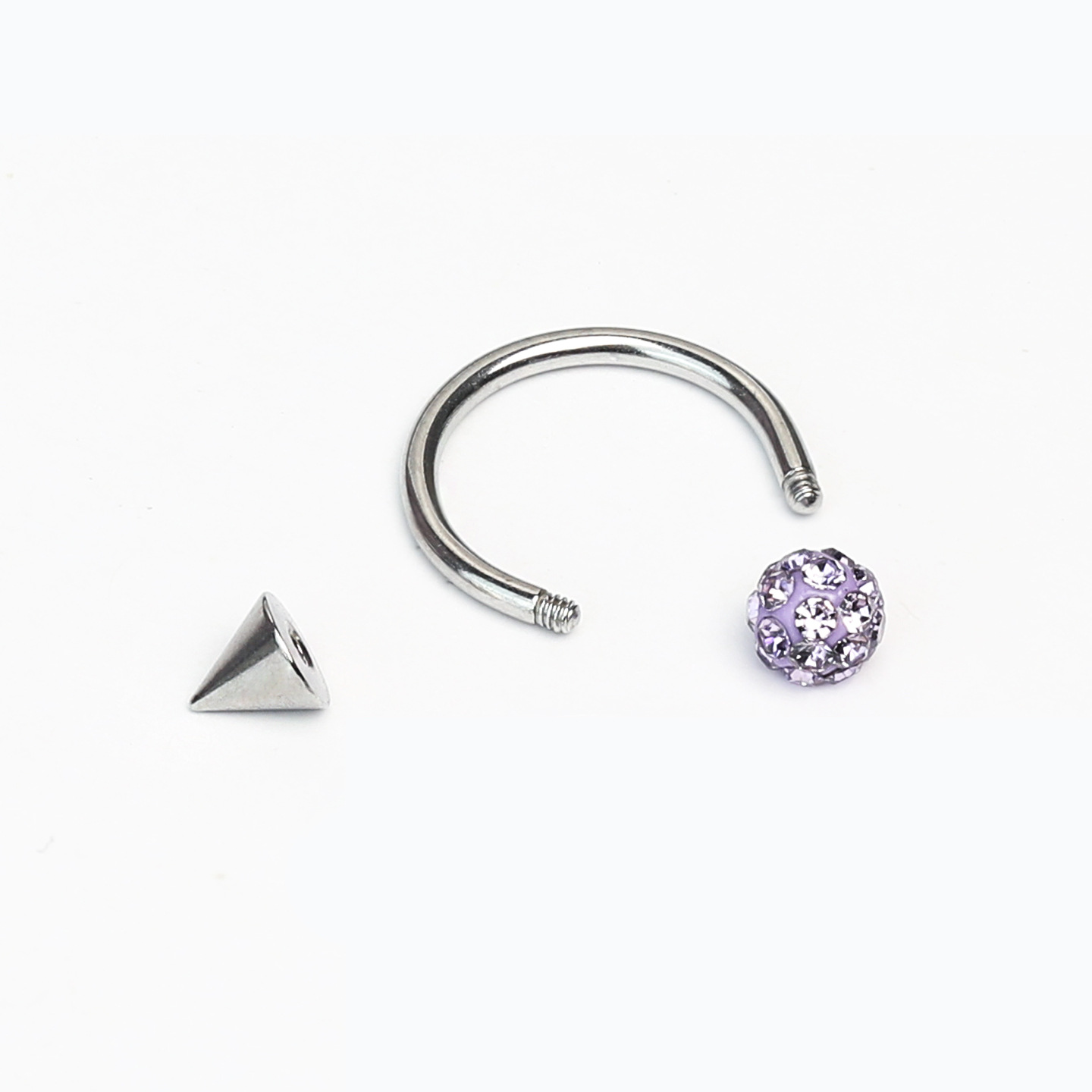 Sparkling Green Mud Ball Pointed Cone Horseshoe Lip Ring 12mm Titanium Steel External Thread Lip Stud Hot Girl Piercing Jewelry detail image 15