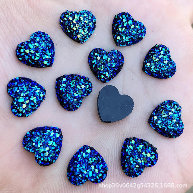 AB amor corazón mineral de cristal racimo melocotón corazón pendientes ropa DIY accesorios de decoración de resina ventas directas de la fábrica