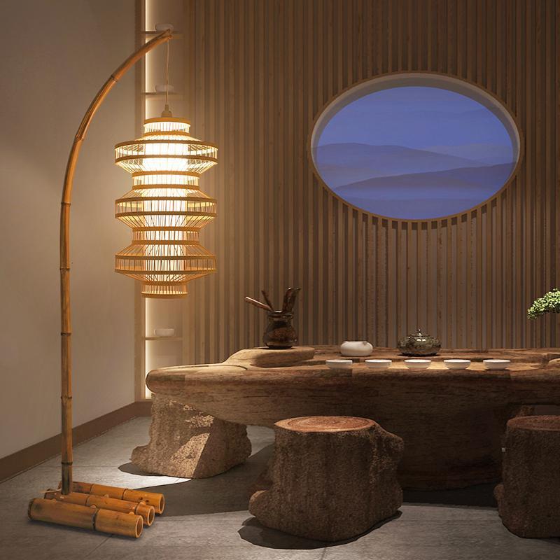 Chinese-Style Ins Carpet Fishing Floor Lamp Bedroom Tea Room High-Value Living Room Retro Table Lamp