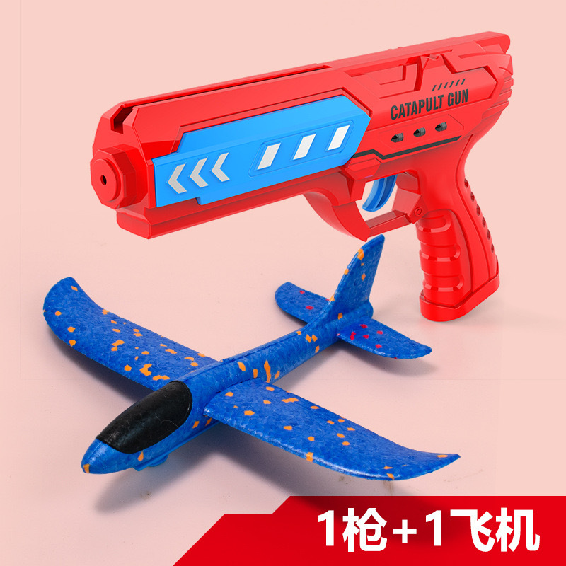 Tiktok popular Catapult Aircraft Gun children's toy foam light aircraft kite launcher boy stall wholesale