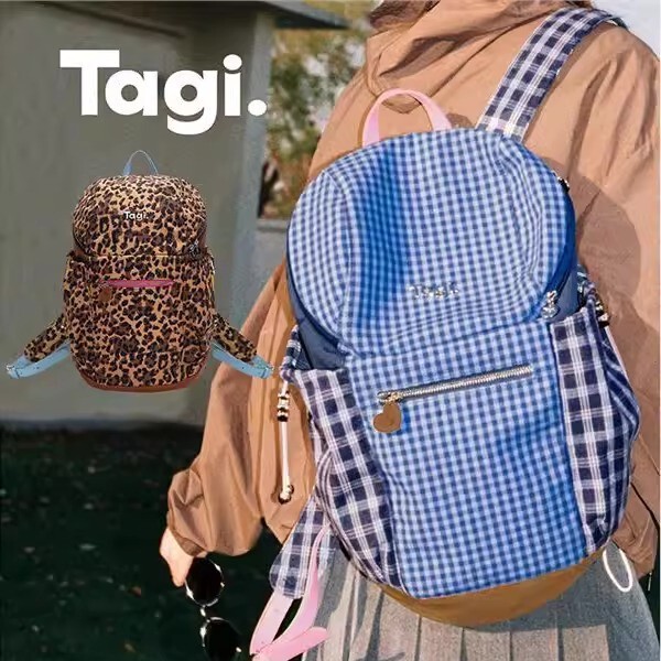 Tagi Summer New Bread Bag Casual Large-Capacity Backpack Shoulder Strap Adjustable Travel Work Clothing Plaid Backpack