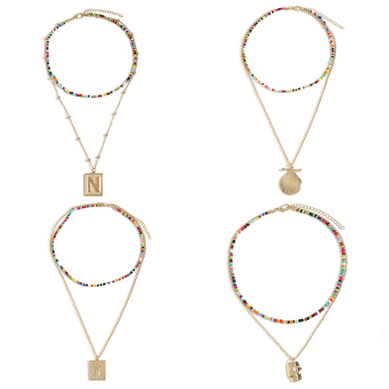 Nihaojewelry مجوهرات الجملة قذيفة قلادة الخرز الملونة متعددة الطبقات قلادة display picture 2