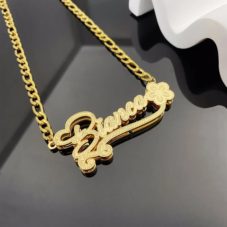 Collana con nome inciso in acciaio inossidabile bicolore_voghion.com