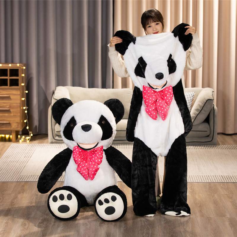 Gran cáscara de cuero Panda blanco y negro semiacabado muñeca de juguete de peluche Panda muñeca semiacabado concha de cuero muñeca de tela