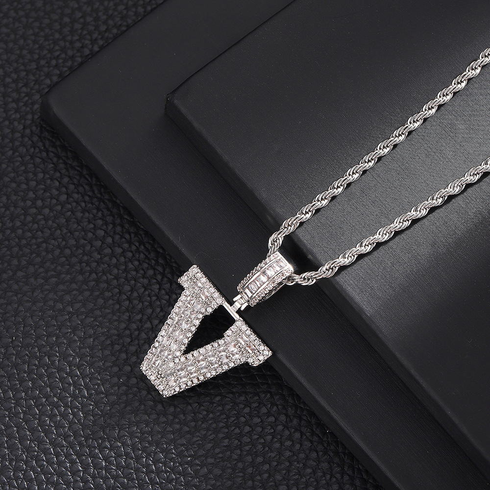 Hip-Hop Vintage Style Letter 304 Stainless Steel Copper Men's Pendant Necklace J 20Inch Hemp Flowers Chain Silver display picture 24