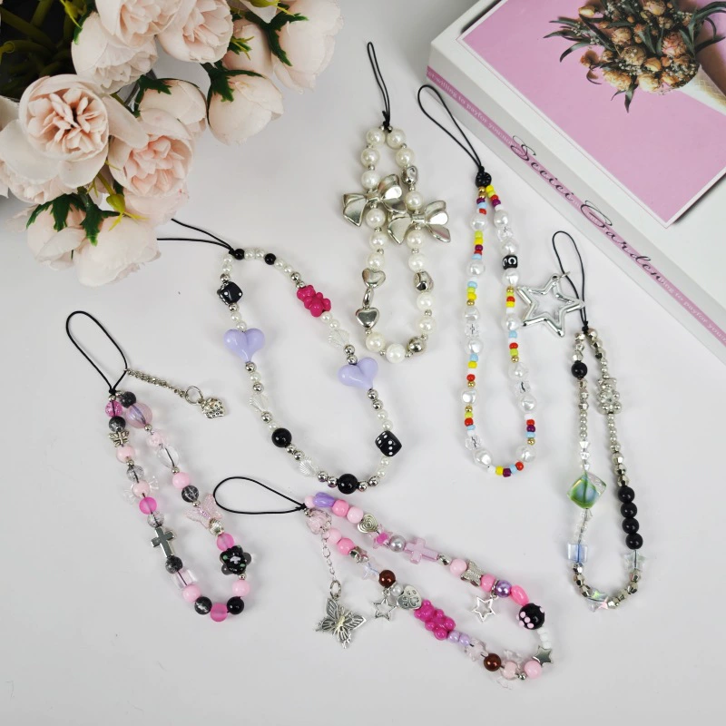 Лук для мобильного телефона ремешок ручной бисер любовная цепочка для мобильного телефона короткий жемчужный браслет браслет подвеска ручная веревка