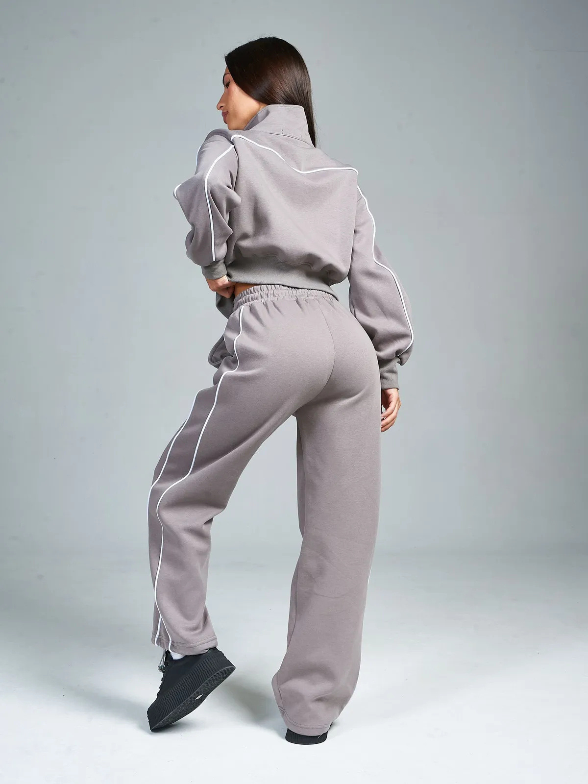 Women's Spring Autumn Sports Leisure Suit Loose Striped Sweatshirt Cardigan Trousers Fashion Pant Set Polyester Full Length_ecoleips.com