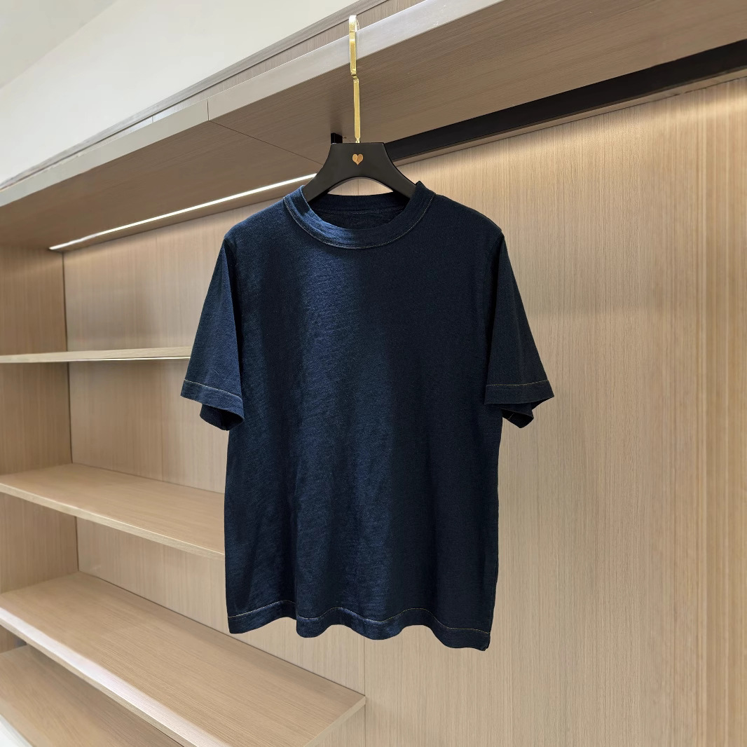 日式竹节棉小猪刺绣圆领短袖T柔软蓬松刺绣明线短袖T恤上衣