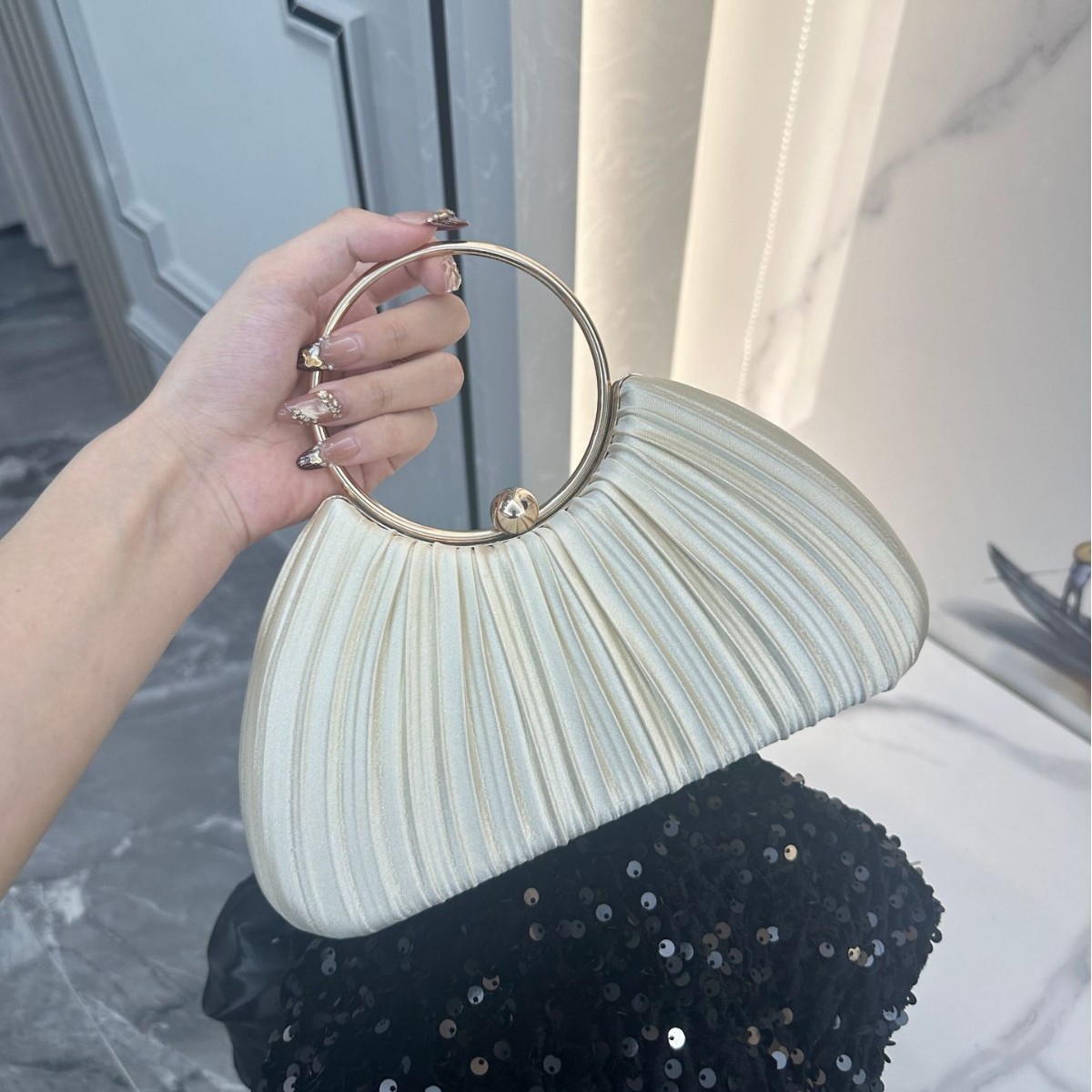 Borsetta da sera plissettata da donna clutch elegante da festa_voghion.com