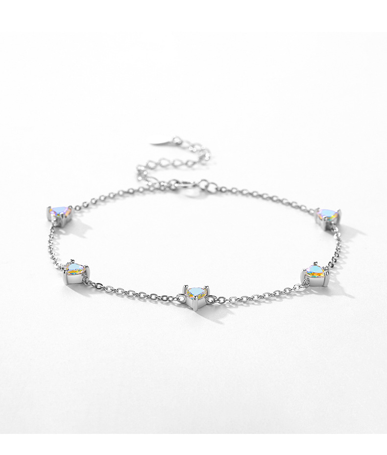 Fashion Heart Shape Silver Plating Inlay Zircon Bracelets 1 Piece