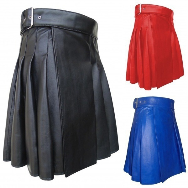 2023 foreign trade new men's Scottish festival skirt men's plaid multi-color leather pleated skirt men's costume