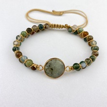 亚马逊手链跨境货源天然印度玛瑙手链手工编织天然石配件手串