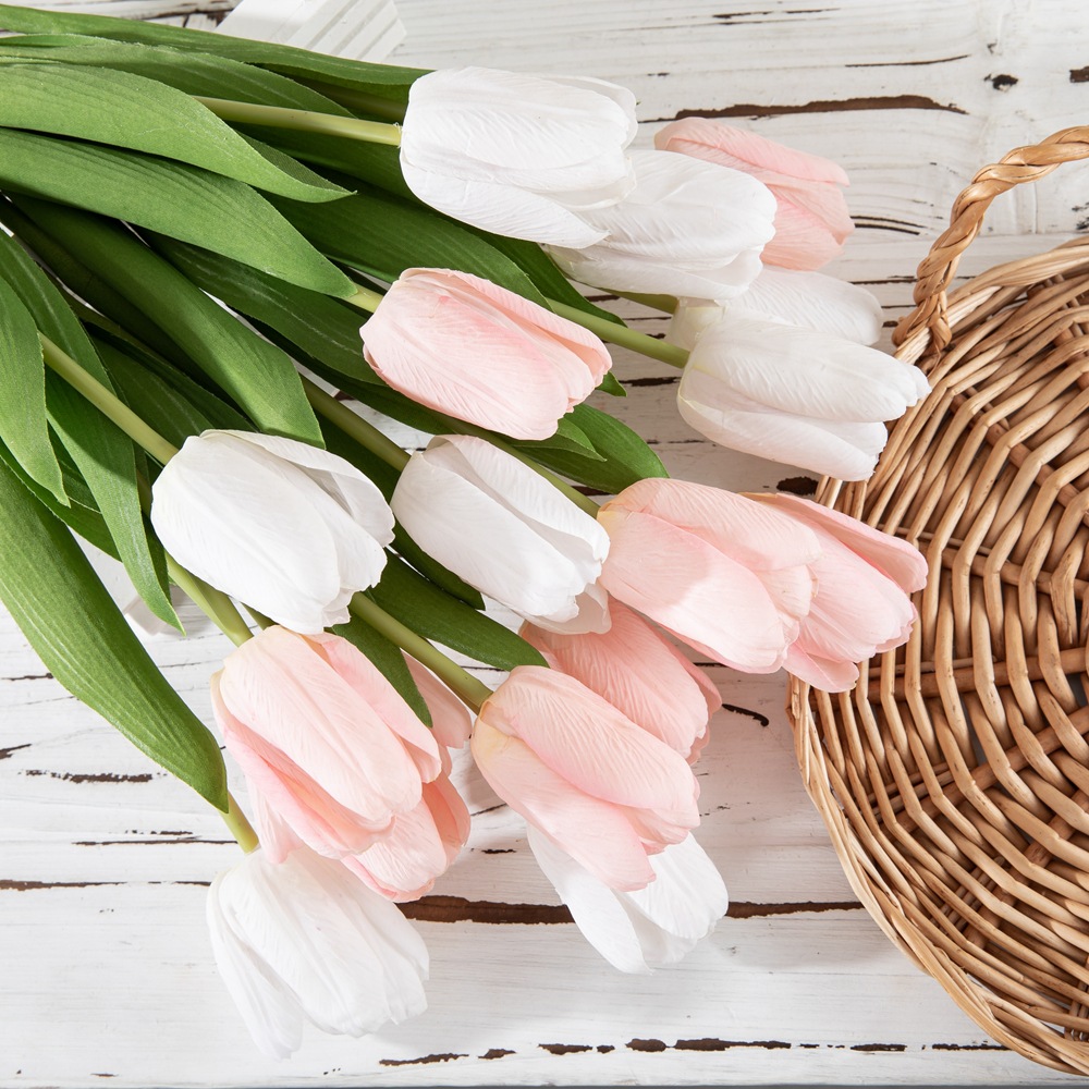 INS風手感鬱金香仿真花廠家假花綠植物批發婚慶裝飾跨境MW59901