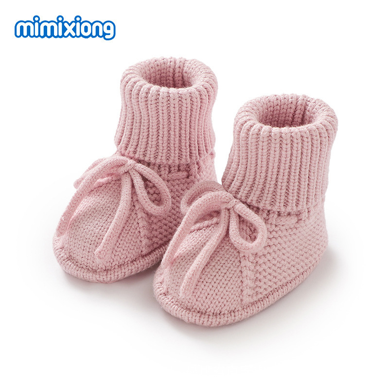 インホット販売秋と冬の新しい幼児無地かわいいリボンニット幼児靴ウールニットフロアソックス|undefined