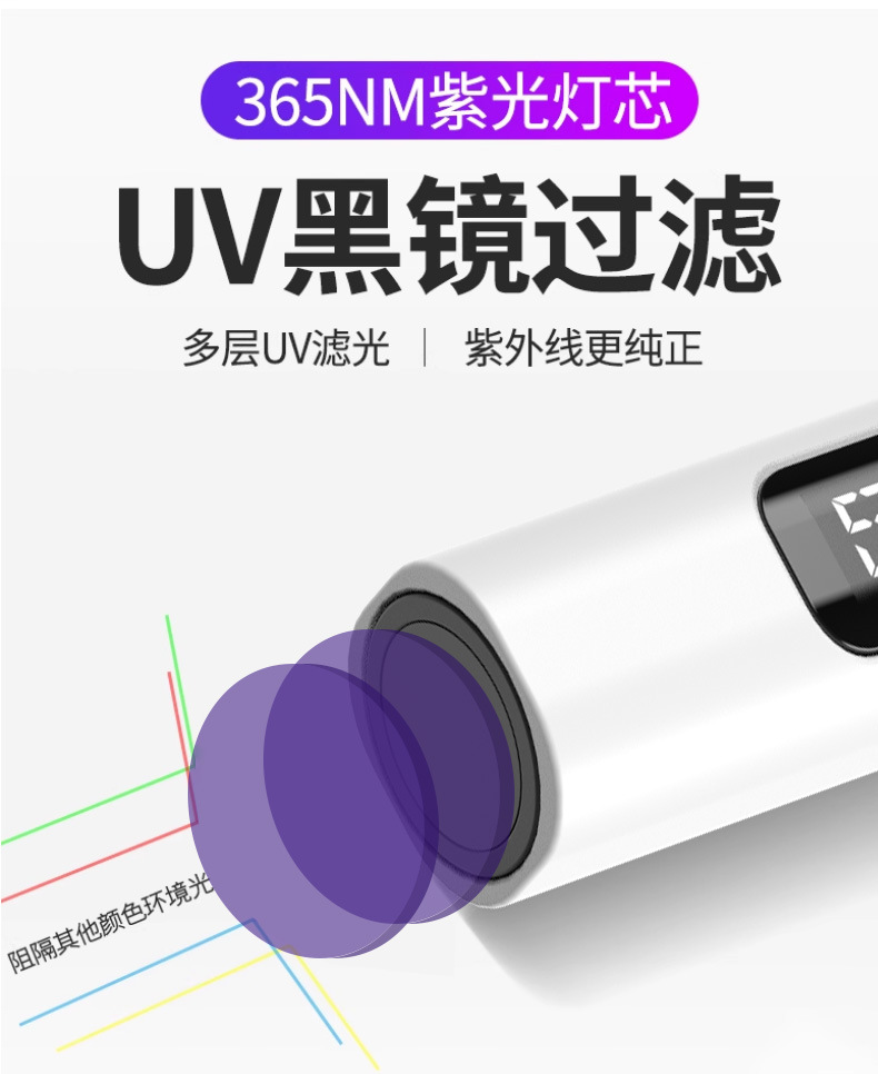 Wood's 365Nm Uv Black Mirror Cat Ringworm Lamp Banknote Detection Fluorescent Identification Uv Curing Manicure Purple Light Detection Lamp