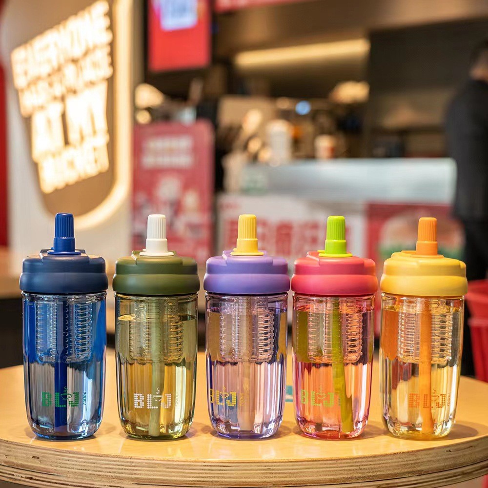 Tecnología de Shanghe Taza de té de flores Taza de plástico de separación de té portátil Taza de agua de paja para niños Taza de té de oficina portátil