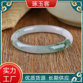 玉器金丝玉雪翠圆条手镯玉石新疆雪域天山翠手镯翡翠色玉镯批发