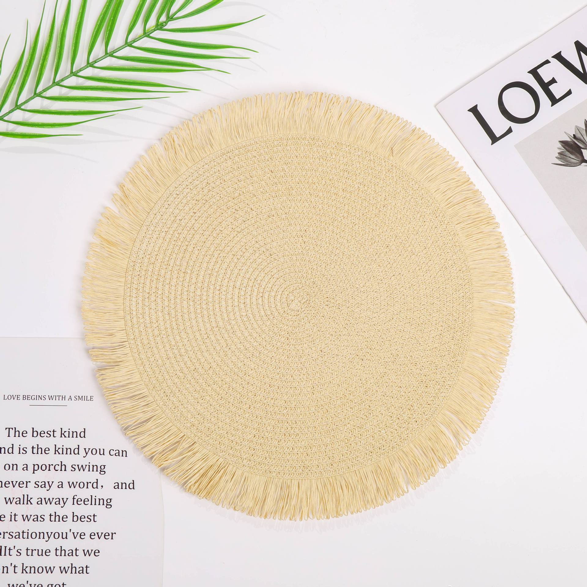 Manteles individuales redondos de ratán, manteles individuales de estilo japonés para frutas, manteles individuales para mesa de centro, manteles individuales, vajilla exclusiva transfronteriza