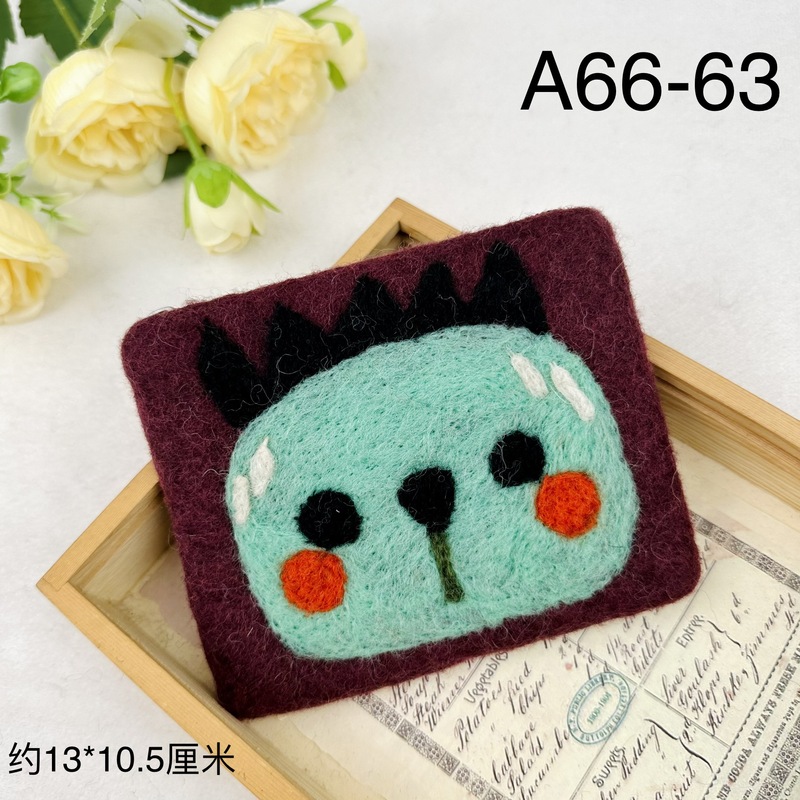 手作り羊毛フェルトインスタイルかわいい漫画動物子猫恐竜スタイル小銭入れカードホルダーギフト完成品|undefined