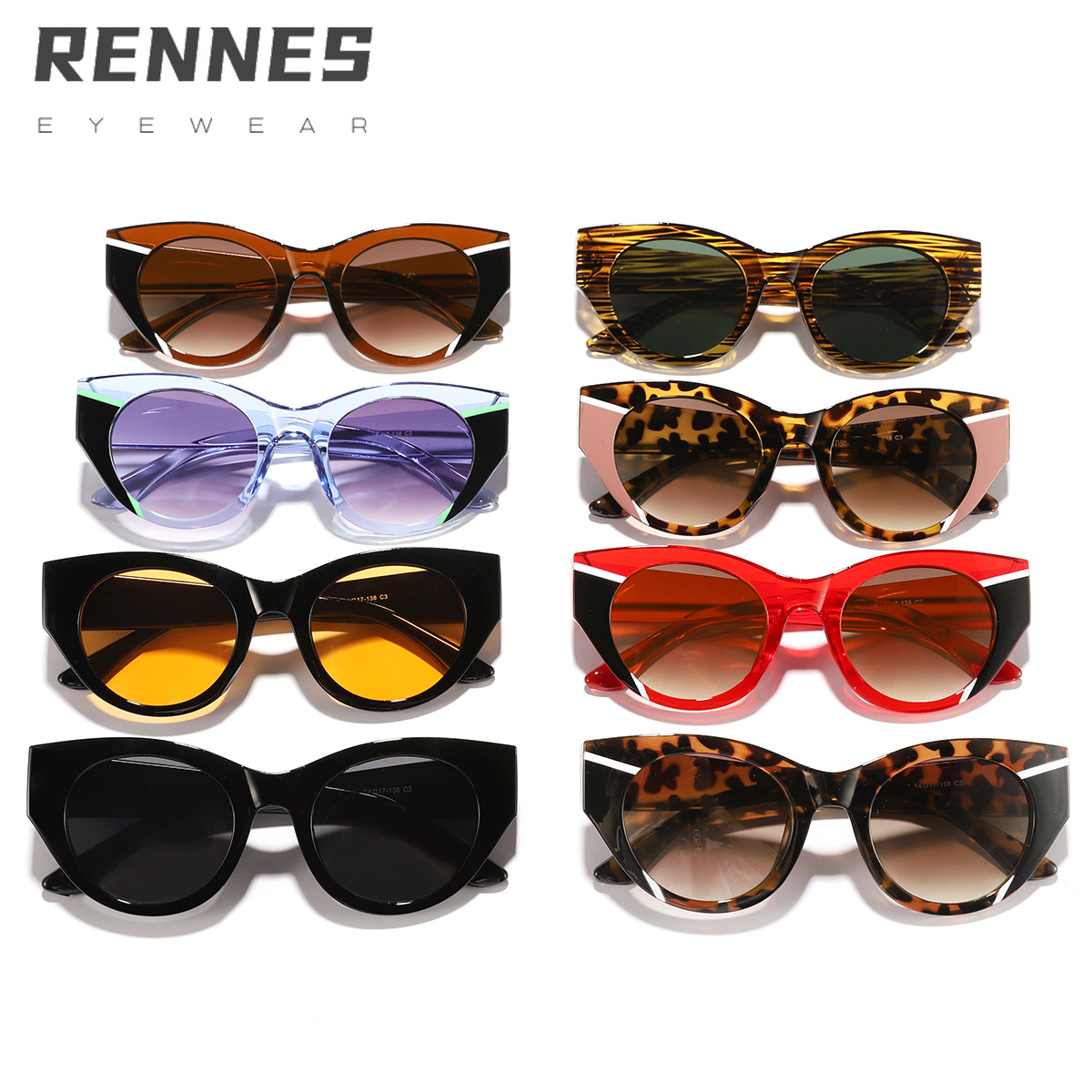 Nuevas gafas de sol con sombra de ojo de gato de marco grande a juego de color transfronterizo 2024 gafas de sol de alta calidad esenciales para hombres y mujeres