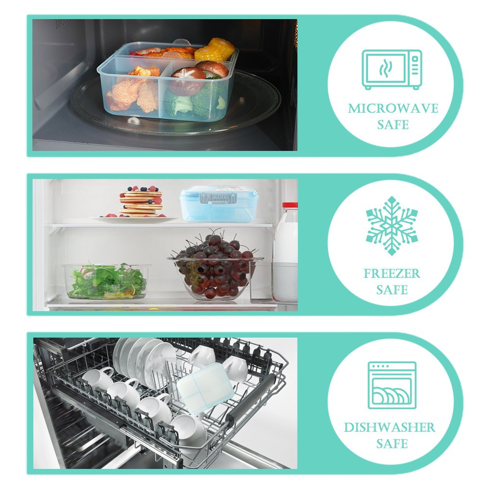 Caja de almuerzo de plástico de gran capacidad 1.9L desmontable caja de almuerzo simple portátil multifuncional caja de almacenamiento de refrigerador fresco