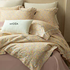 素雅法式耐看加厚60支长绒棉磨毛四件套350T绵柔微绒秋冬碎花床品