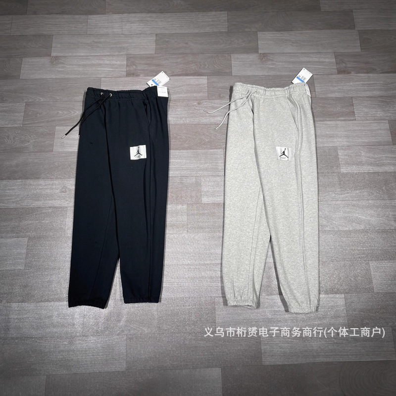 Cross-Border 26 Spring and Autumn New Jordan Aj Jumpman Patch Men's Fleece Sweatpants Sports Casual Pants Unisex Couple Style