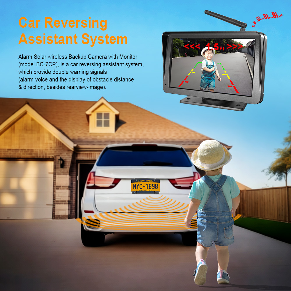 7inch Carplay car display solar-powered reversing camera