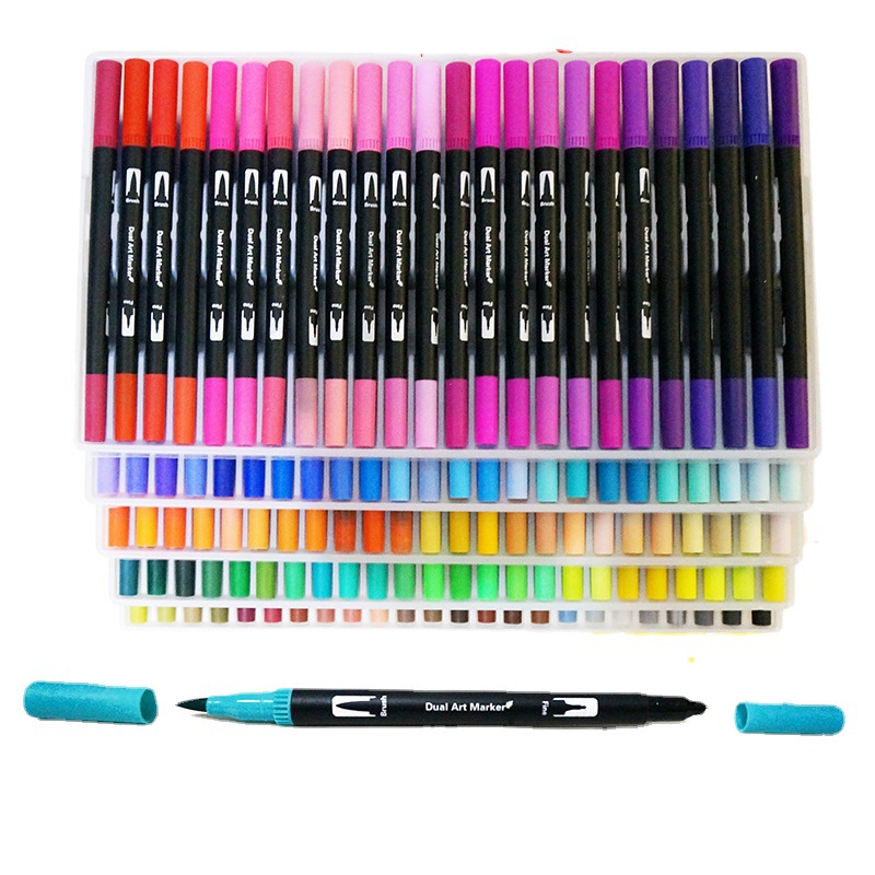 Transfronteriza 36 100 120 marcador de doble cabeza PP caja de pvc gancho de cabeza suave pluma cepillo pintura entrega de una sola pieza