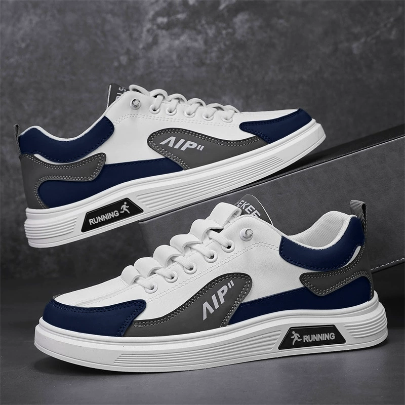 2024 весна новая кожаная лапша цветная повседневная обувь для ног молодежная мода мода плоская повседневная спортивная мужская обувь