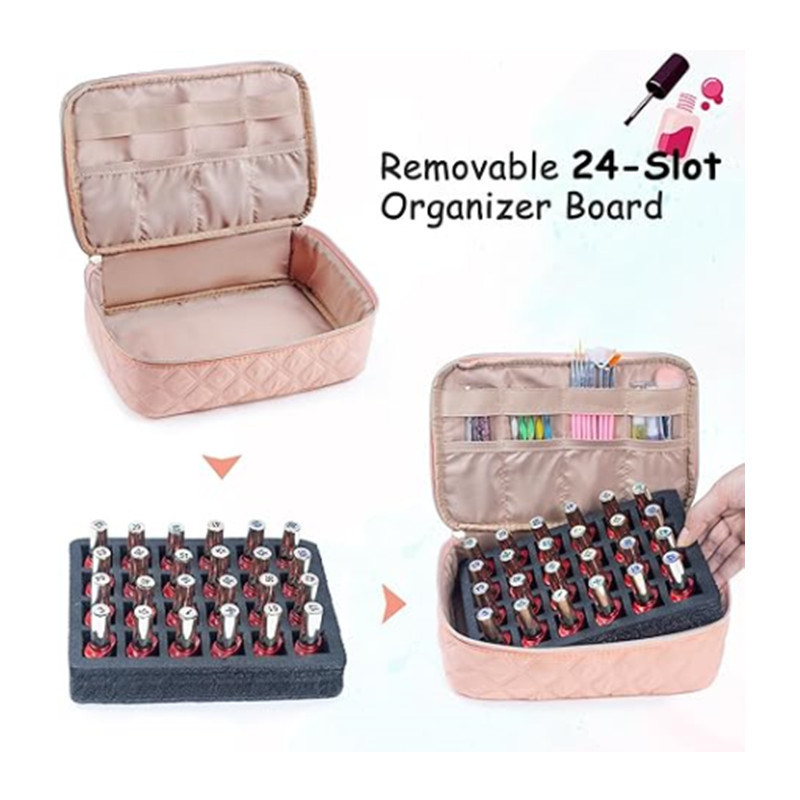 Bolsa de almacenamiento de esmalte de uñas de tres capas de gran capacidad bolsa de maquillaje profesional de belleza bordada manicura kit portátil