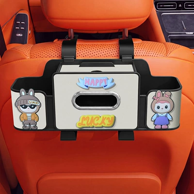 box, multifunctional tissue box with: Car tissue box/set - happy-couple-4-in-1-seat-storage-box-4th-generation-white