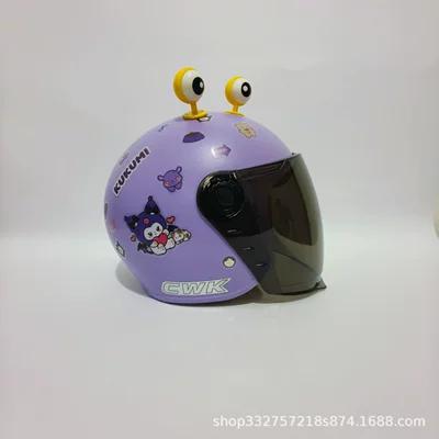 for Babies Aged 1-6 Years Old, Windproof Motosiklet kaskı (dəbilqə) - purple-kurome-long-sunscreen-glasses-yellow-eyes-3c-children-1-6-years-old-wl07