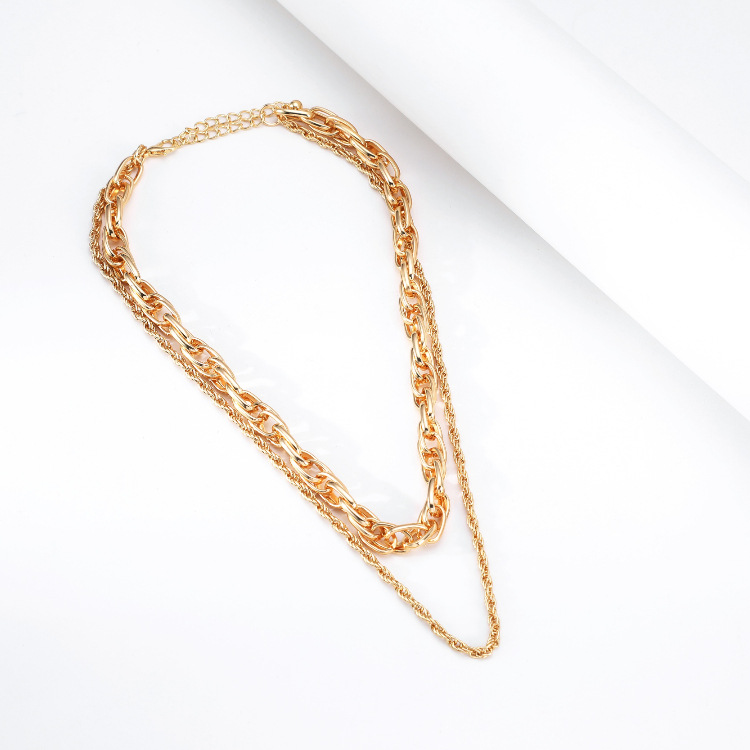 Fashion Double Layer Alloy Thick Chain Necklace display picture 11