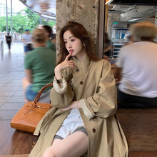高级感拼接撞色风衣外套女2025秋冬新款韩系宽松小个子英伦风大衣