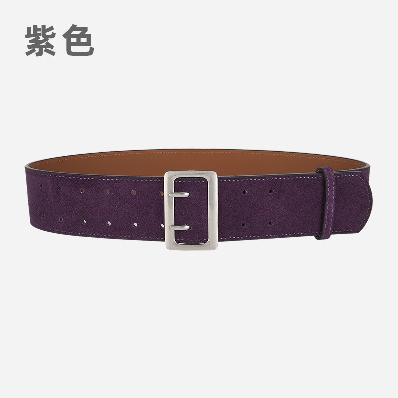 Niche Retro Matte Wide Waist Belt For Women Genuine Leather Elegant Fashion High-End Belt Accessory For Dresses - Thumbnail 6