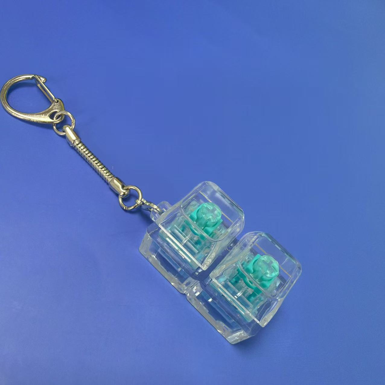 Pc two-button-peacock blue shaft + snake bone chain