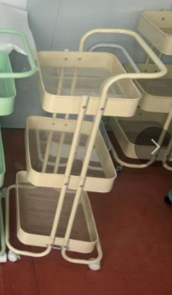 Lastimar metal carro estante de almacenamiento cocina de tres capas móvil belleza piso dormitorio sala de estar estante de almacenamiento