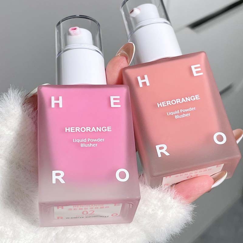 HERORANG Rubor líquido derretido de color rosa, maquillaje mate monocromático, mejora la tez, crema de colorete blanca para niñas tiernas coreanas