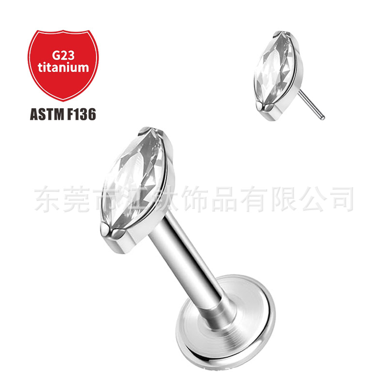 Pointed titanium steel lip stud product view