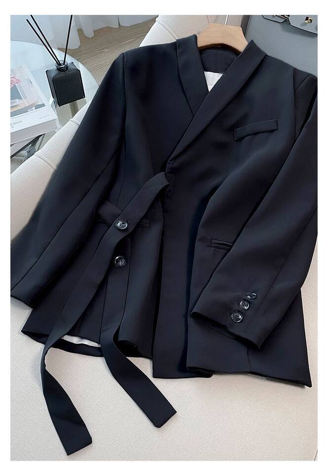 Bộ vest nữ hai mảnh dáng ôm thanh lịch, tay dài, phong cách công sở sang trọng — đen (bộ đồ), Kaki (bộ), Màu trắng nhạt (bộ), hồng (bộ) chi tiết 13