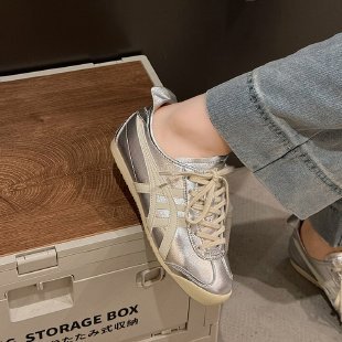 [Chao Bunan] Silver Horn King ~ Ghost Tiger Retro Color de cuero real zapatos deportivos casuales Agan zapatos de skate de mujer zapatos de entrenamiento de la ley