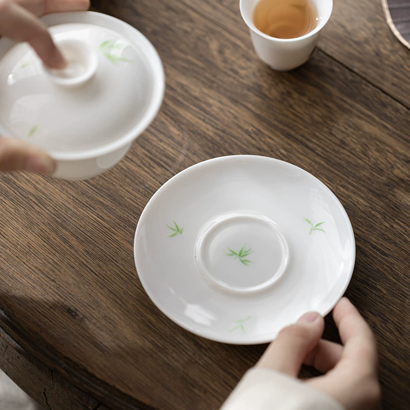 Ceramic tea cup white jade, tea set, panda, anti-scald