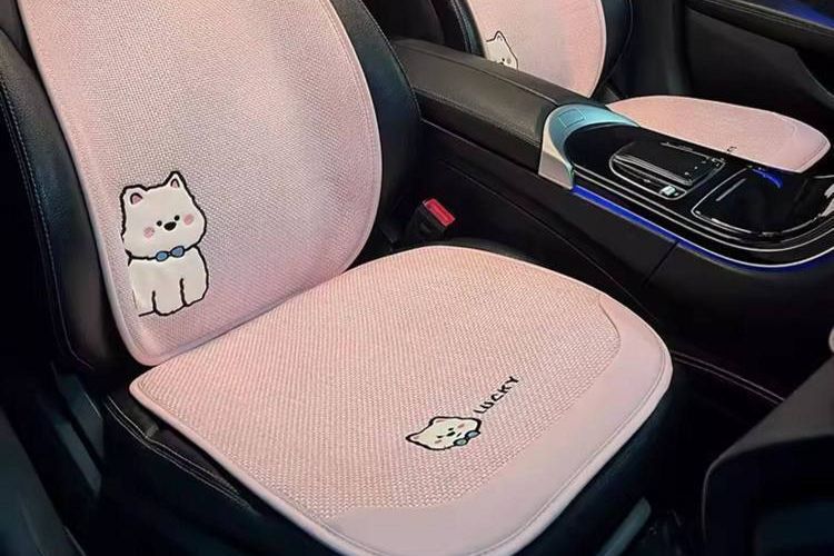 Interior 2026 Asian linen car seat cushion, suitable for all seasons, breathable, high-quality car seat pad, new cartoon cute design