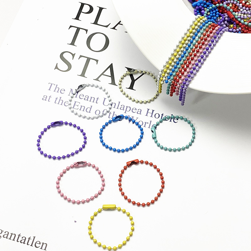 Factory spot 10cm color bead chain handmade diy material key tag chain round wave bead chain jewelry accessories