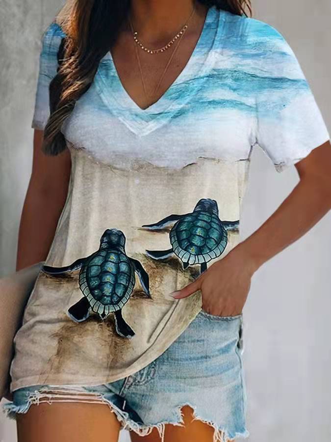 140g Weight Short Sleeve Sleeve Length Pullovers Placket Type Regular Sleeve Sleeve Type Polyester Fabric Type Regular Top Length Wholesale Women'S Casual Geometric Color Block Short Sleeve Printing T-Shirts