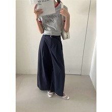 [织悦集] 慵懒日系感挺括老钱风休闲裤女高腰显瘦阔腿裤夏季15627