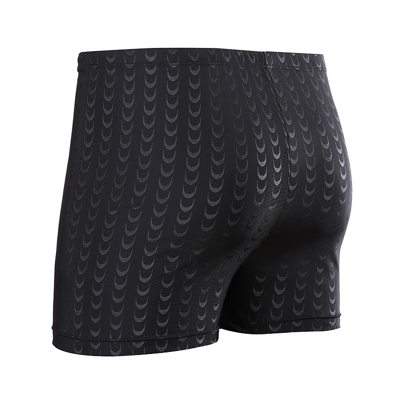 Manufacturer wholesale men's plus-size adult sharkskin flat-bottom swim shorts resembling awkward hot spring swim trunks