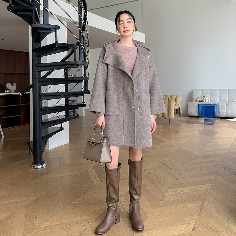 Demi-season double-sided cashmere hoody