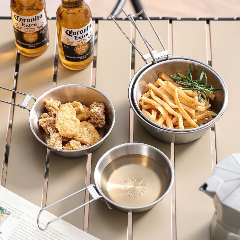 Thickened outdoor camping folding snow bowl portable tableware stainless steel camping coffee cup foam travel bowl